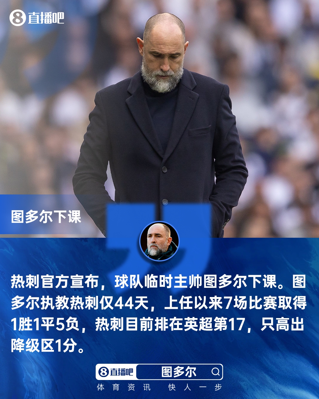 热刺官宣图多尔下课 罗马诺曝德泽尔比成头号目标 热刺官宣图多尔下课 罗马诺曝德泽尔比成头号目标
