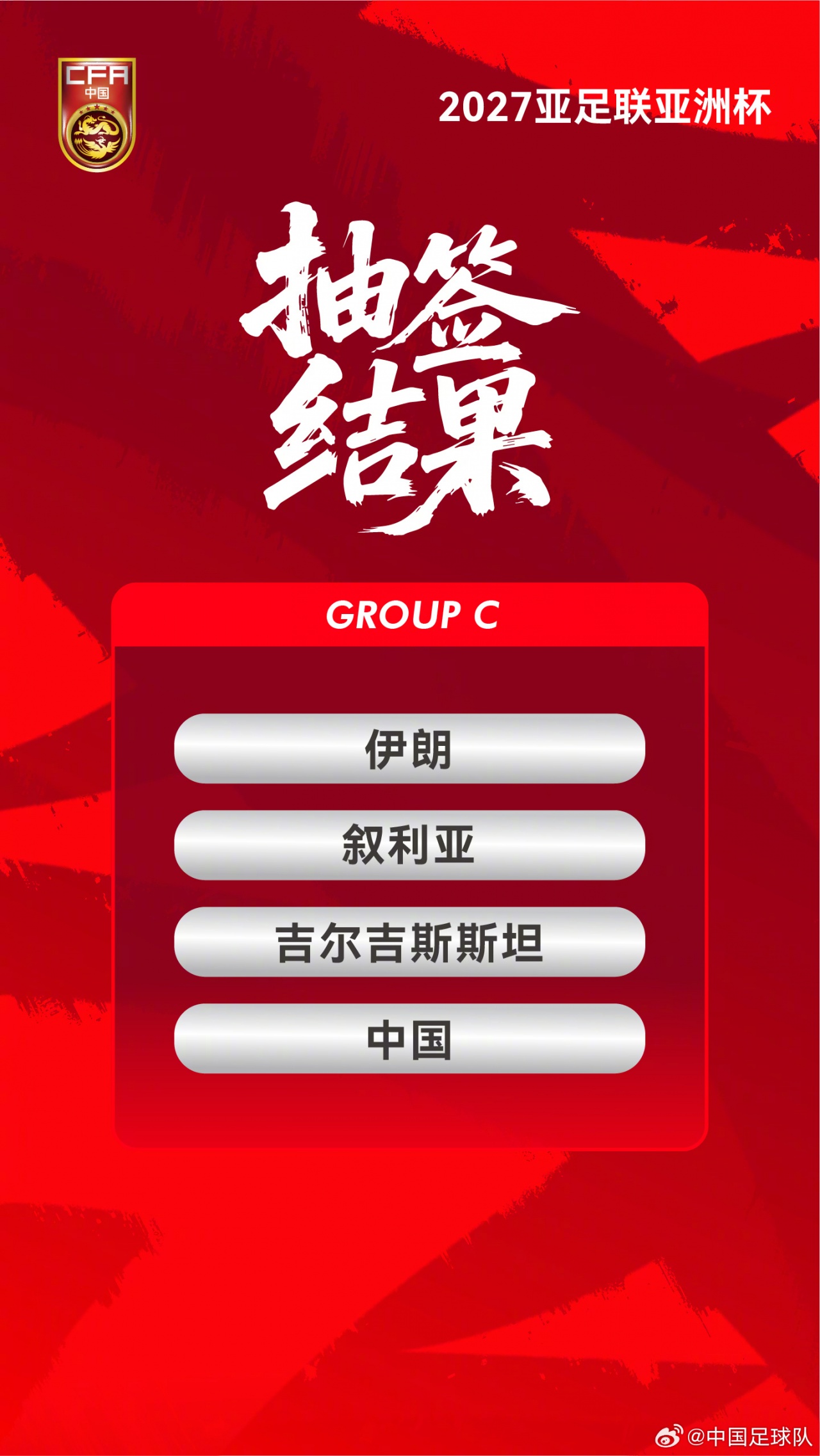 2027亚洲杯抽签揭晓:国足陷C组死局,首战伊朗 2027亚洲杯抽签揭晓:国足陷C组死局,首战伊朗